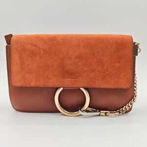Chloé Faye Orange Brown Leather Shoulder Bag in very good condition